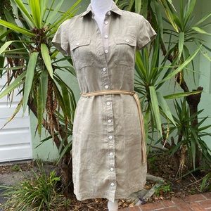 Olive Sage Green Linen Dress